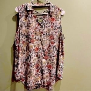 Emaline Petite vintage style shirt size petite XL floral shirt button down tank